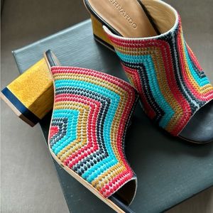 Bernardo NYA navy multi embroidered shoe